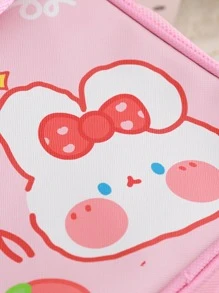 MOKA 1pc Cartoon Graphic Lunch Bag, Cute Polyester Reusable Lunch Bag For Office Work School Picnic Beach - Blue - View 6