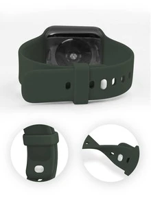 1pc Silicone Watchband & 1pc Case Compatible With Apple Watch - Dark Green - View 4