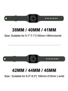 1pc Silicone Watchband & 1pc Case Compatible With Apple Watch - Dark Green - View 3