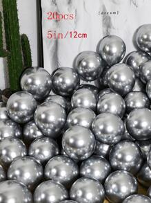 20pcs 5inch/12cm Mini Metallic Latex Balloons, Wedding/Birthday Party Decoration, Christmas - Silver - View 4