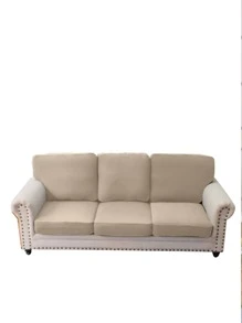 1入組幾何圖案彈性沙發座套客廳用現代滌綸沙發靠墊套 - 卡其色 - 查看 4