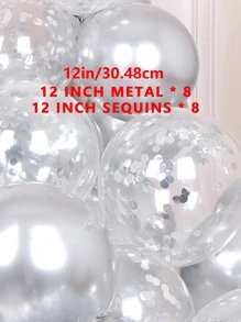 16 件 12 英寸金属亮片气球派对用品，生日五彩纸屑气球，节日装饰 - 銀色 - 查看 3