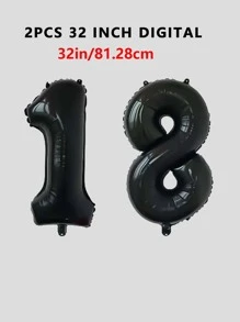 2入組數字形狀小氣球 - 黑色 - 查看 3