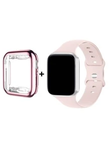 2 cái/bộ Dây đeo thể thao tương thích với Apple Watch Band 38mm 40mm 41mm 42mm 44mm 45mm 49mm, Dây đeo silicon mềm chống nước đầy màu sắc và linh hoạt Tương thích với Apple Watch Apple Watch Series 9 Ultra 8 7 6 5 4 3 2 1 SE Nam nữ, Vỏ tương thích với Apple Vỏ đồng hồ, Miếng bảo vệ màn hình có độ nhạy cao HD mềm với TPU Toàn bộ vỏ bảo vệ chống rơi - Màu Hồng baby - Xem 1