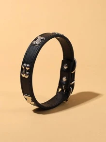 1pc Bone Decor Pet Collar For Cat And Dog For Outdoor - Black and White - View 2