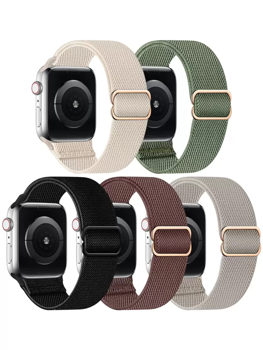 4Pcs Set Stretchy Nylon Solo Loop Compatible With Apple Watch Band 49mm 46mm 45mm 44mm 42mm 41mm 40mm 38mm Men Women,Starlight Soft Nylon Elastic Braided Strap Compatible With Apple Watch Series Ultra SE 11 10 9 8 7 6 5 4 3 2 1 As A Gift For Students Returning To School