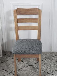 1pc Geometric Pattern Stretchy Chair Seat Cover, Polyester Dining Chair Seat Cover For Home - Light Grey - View 2