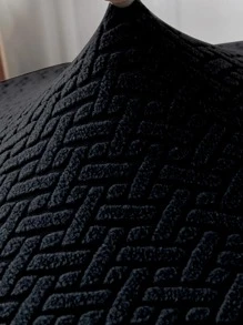 1pc Solid Color Chair Cover - Black - View 4