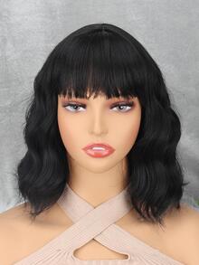Tóc Giả Tổng Hợp Xoăn Ngắn Có Bangs - màu đen - Xem 7