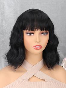Tóc Giả Tổng Hợp Xoăn Ngắn Có Bangs - màu đen - Xem 9