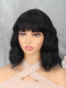 Tóc Giả Tổng Hợp Xoăn Ngắn Có Bangs - màu đen - Xem 8