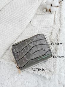 鳄鱼压纹拉链优雅多卡位卡片收纳盒存储卡超薄轻便便携现金身份证卡零钱袋短款钱包小钱包小口袋钱包生日礼物周年情人节女士少女青少年大学生学校学生礼品袋礼物教师袋高品质皮革卡夹钱包名片夹信用卡夹女士女士钱包迷你钱包钱包钱包卡包返校用品 - 灰色 - 查看 4