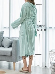 1 Áo choàng tắm trùm đầu màu trơn, Áo choàng dài cho nữ, Đồ mặc nhà mềm mại, thấm hút dùng cho phòng tắm, hồ bơi, vòi hoa sen, mọi mùa, Quà tặng cao cấp - Màu xanh nhạt - Xem 6