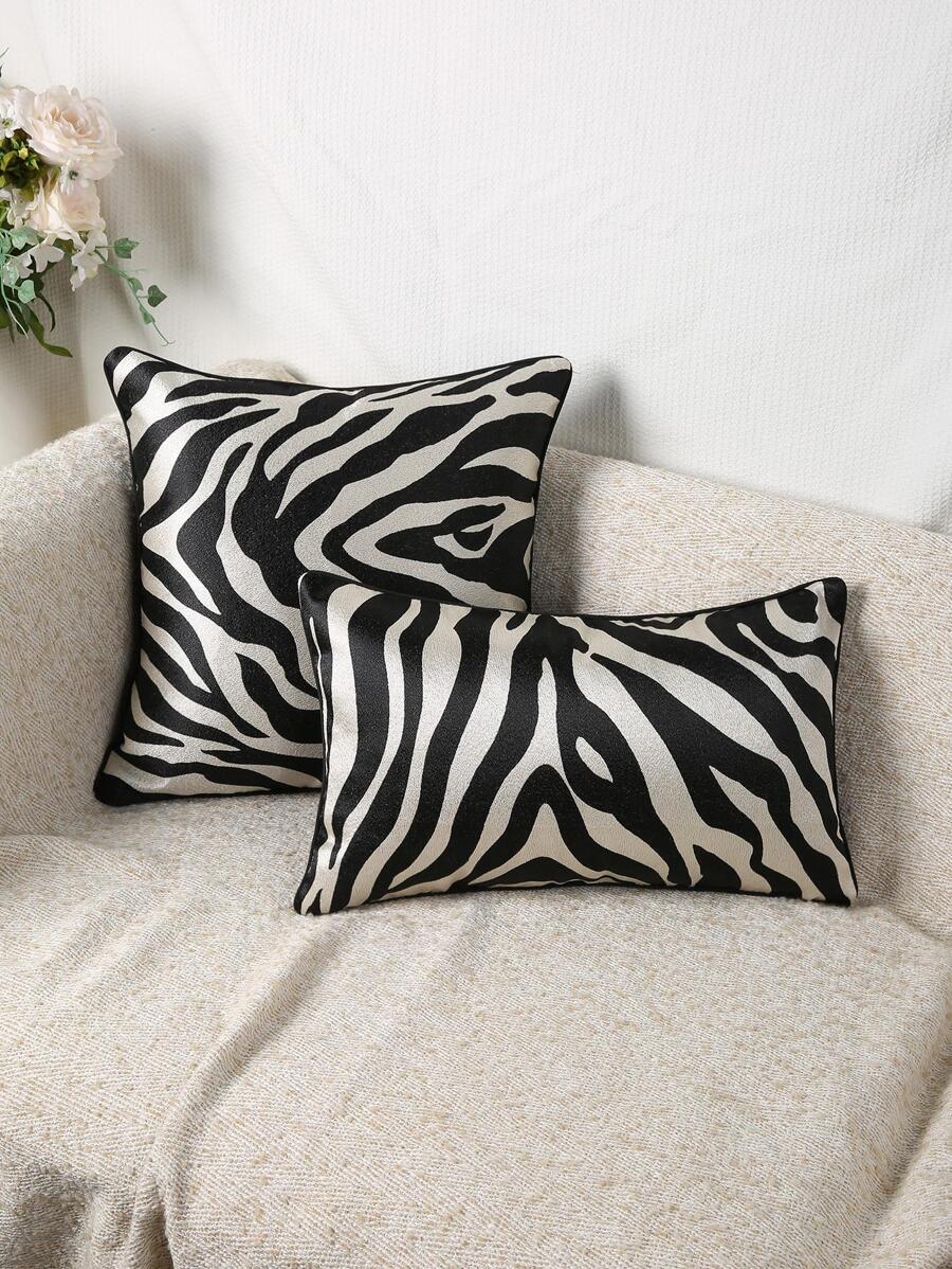 1 pièce Housse de coussin à motif rayé sans remplissage, housse de coussin décorative en tissu tricoté moderne pour la maison