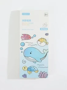 MOKA 1 sách tô màu đồ họa hoạt hình, sổ tay tô màu di động sáng tạo cho trẻ em vẽ tranh - Màu xanh nhạt - Xem 1