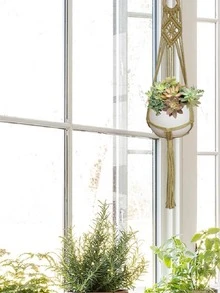 1入組滌綸花邊植物衣架家用波西米亞植物衣架 - 卡其色 - 查看 2