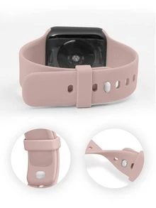 1 correa de reloj de silicona y 1 funda compatible con Apple Watch - Rosa Pálido - Ver 4