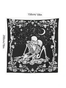 Skull Print Tapestry ,Room Decor, Home Decor, Room Stuffs ,Wall Arts, Flags For Room - Black and White - View 10