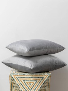不含填充物 天鵝絨純色靠墊套 無填充物 - 灰色 - 查看 4