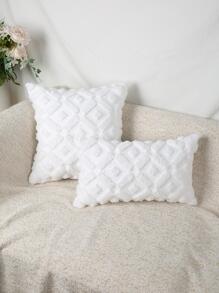 1pc Tufted Cushion Cover Without Filler - White - View 1