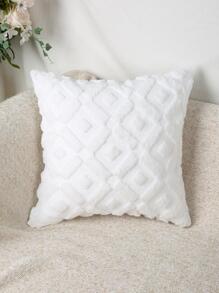 1pc Tufted Cushion Cover Without Filler - White - View 3