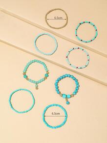 8pcs/set Minimalist Beaded Bracelet - Turquoise - View 3