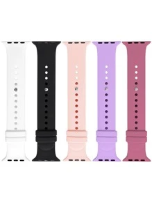 5 chiếc dây đeo đồng hồ silicon rắn tương thích với Apple Watch - Nhiều màu - Xem 2