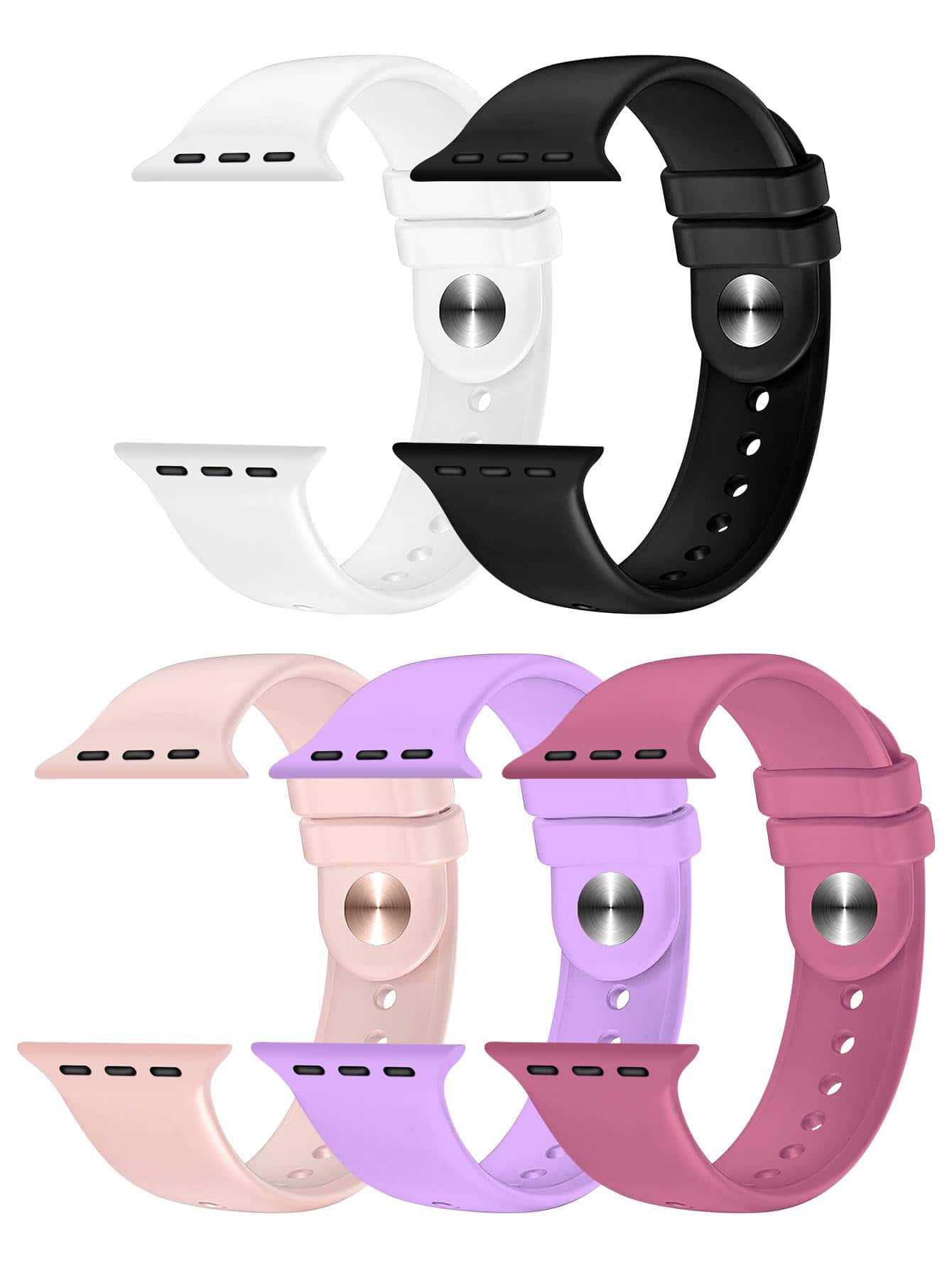 5 chiếc dây đeo đồng hồ silicon rắn tương thích với Apple Watch - Nhiều màu - Xem 1