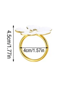 6 piezas/set anillo de servilleta de aleación de Zinc, anillo de soporte de servilleta de decoración de flores creativa para cocina - Multicolor - Ver 3