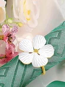 6 piezas/set anillo de servilleta de aleación de Zinc, anillo de soporte de servilleta de decoración de flores creativa para cocina - Multicolor - Ver 2