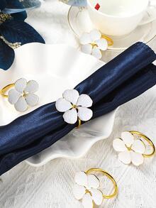 6 piezas/set anillo de servilleta de aleación de Zinc, anillo de soporte de servilleta de decoración de flores creativa para cocina - Multicolor - Ver 4