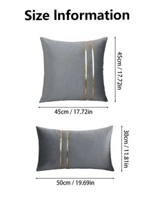 1 pieza Funda de cojín con detalles metálicos sin relleno, funda de almohada simple para sofá y sala de estar - Gris - Ver 3