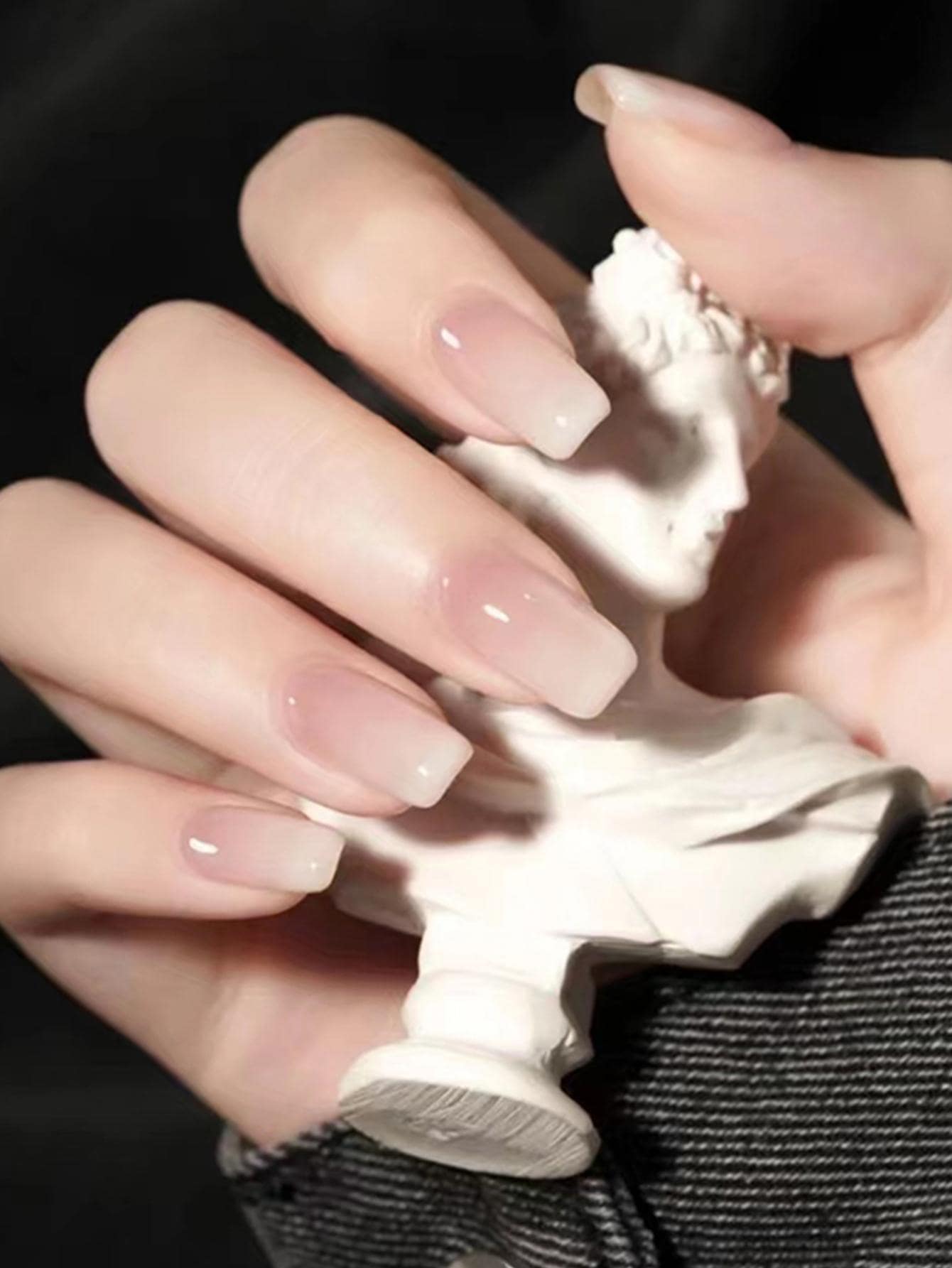 Get Glamorous with 24pcs Long Square Nude Ombre Fake Nail & 1sheet Tape & 1pc Nail File - Multicolor - View 1