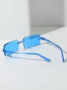 1 chiếc Kính thời trang Monobloc Y2K không gọng Phụ kiện đi biển cho phụ nữ Kính râm cơ bản Thu Đông Trang phục cho phụ nữ Quần áo công sở Quà tặng giản dị cho kỳ nghỉ hè trên bãi biển, ngoài trời, du lịch - Màu xanh lam - Xem 3