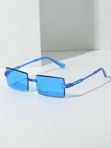 1 chiếc Kính thời trang Monobloc Y2K không gọng Phụ kiện đi biển cho phụ nữ Kính râm cơ bản Thu Đông Trang phục cho phụ nữ Quần áo công sở Quà tặng giản dị cho kỳ nghỉ hè trên bãi biển, ngoài trời, du lịch - Màu xanh lam - Xem 2