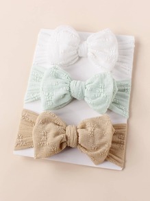 3pcs Baby Double Bow Elastic Headbands - Khaki - View 1