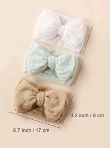 3pcs Baby Double Bow Elastic Headbands - Khaki - View 4