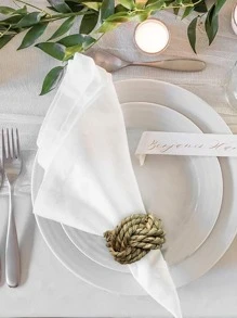 2pcs/set Straw Napkin Ring, Boho Braided Detail Napkin Holder Ring For Restaurant - Multicolor - View 5