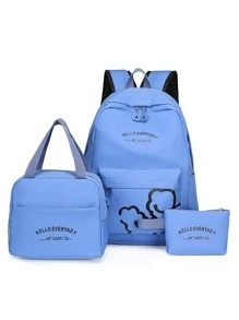 Bộ ba lô 3 chiếc Túi đeo chéo họa tiết chữ cái Bộ dành cho sinh viên mới tốt nghiệp, cô gái tuổi teen, sinh viên năm nhất, sinh viên năm hai, trung học cơ sở và trung học phổ thông, đại học & trung học phổ thông, hoàn hảo cho hoạt động ngoài trời, du lịch và quay lại trường học - Nhiều màu - Xem 1