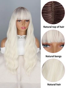 Peluca sintética largo ondulado con tupe - Multicolor - Ver 4