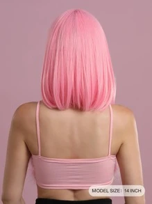 7JHH WIGS Hồng Bob Tóc Giả Với Nổ 14 Inch Ngắn Thẳng Bob Tóc Giả Nhiều Màu Sắc Tổng Hợp Cosplay Hàng Ngày Đảng Cô Gái Ngọt Ngào Tóc Giả dành Cho Nữ - Hồng - Xem 6