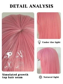 7JHH WIGS Hồng Bob Tóc Giả Với Nổ 14 Inch Ngắn Thẳng Bob Tóc Giả Nhiều Màu Sắc Tổng Hợp Cosplay Hàng Ngày Đảng Cô Gái Ngọt Ngào Tóc Giả dành Cho Nữ - Hồng - Xem 8