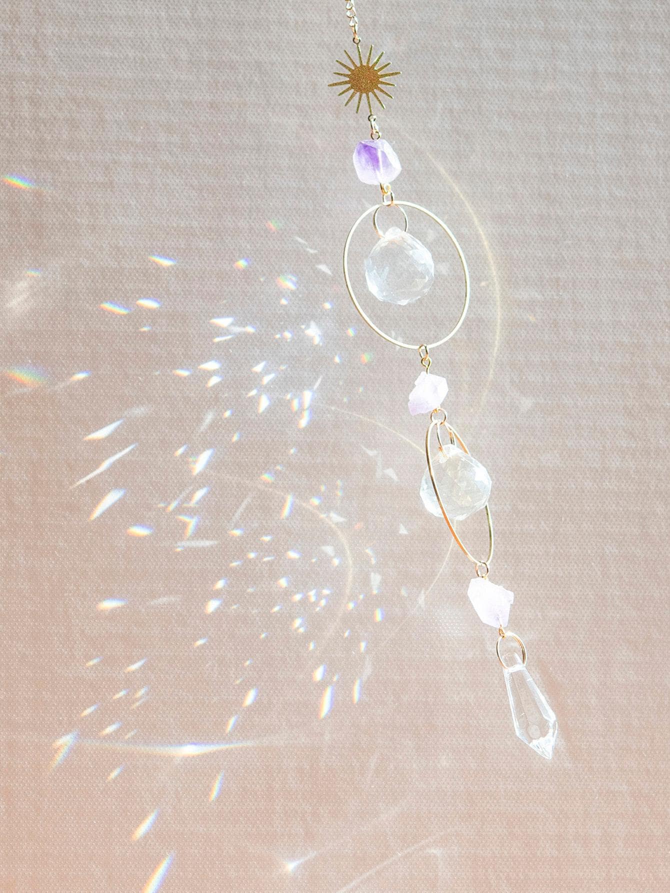 1 Pha Lê Nhân Tạo Treo Tường, Hình Tròn Hiện Đại Trang Trí Treo Trang Trí Cho Gia Đình - Màu tím - Xem 1