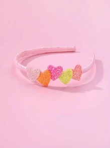 1 件裝女孩可愛彩色閃光心形裝飾塑膠髮箍適合日常裝飾 - 彩色 - 查看 3