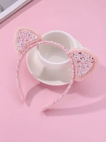 1pc Girls Cute Rabbit Ear Design Plastic Hairband With Soft Glow Effect, For Everyday Wear - Multicolor - View 2