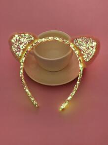 1pc Girls Cute Rabbit Ear Design Plastic Hairband With Soft Glow Effect, For Everyday Wear - Multicolor - View 1