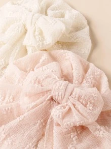3入組嬰兒蝴蝶結裝飾彈性滌綸包巾帽 - 粉色 - 查看 4