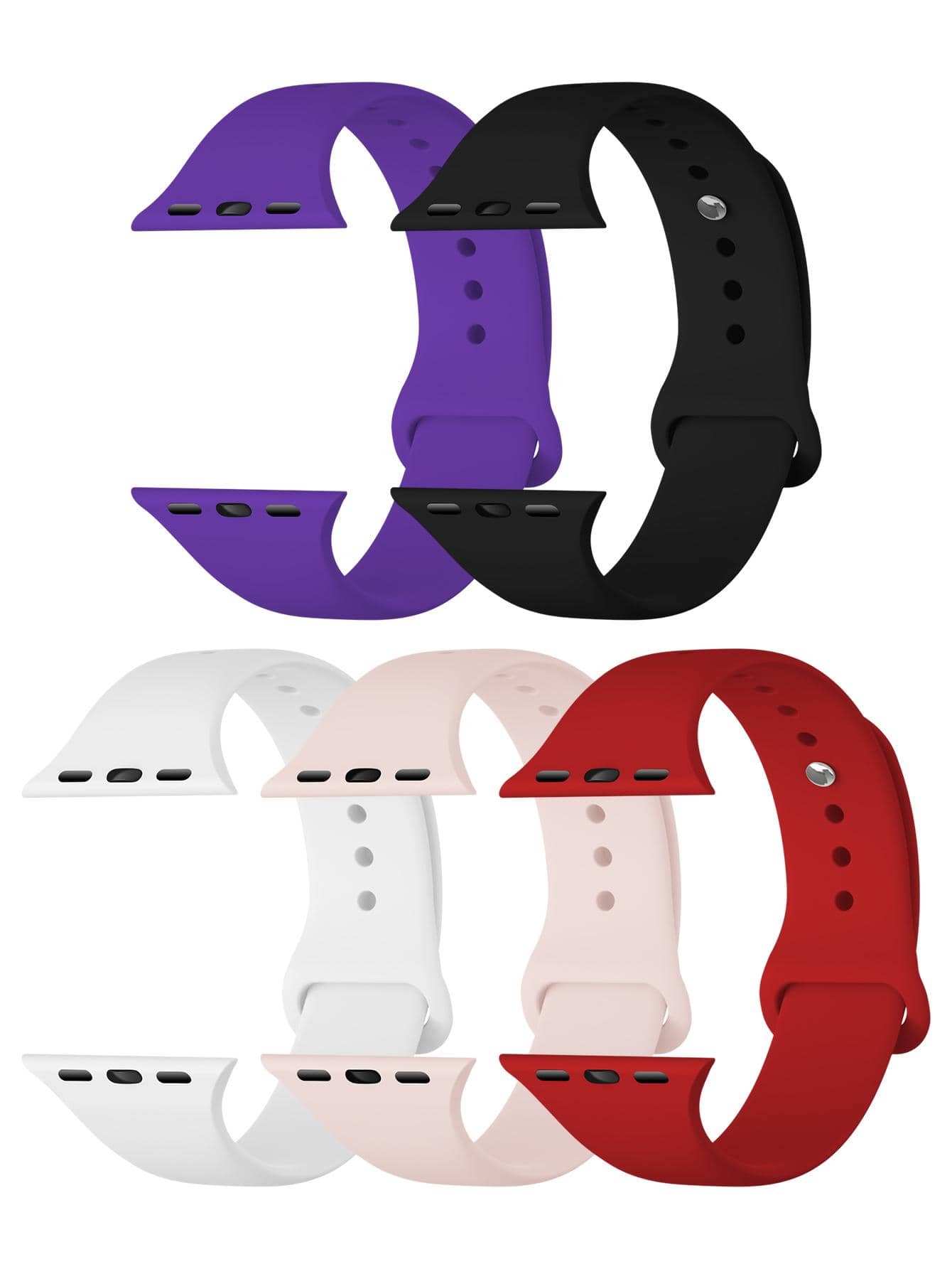 5 piezas Correa de reloj de silicona compatible con Apple Watch - Rojo - Ver 1
