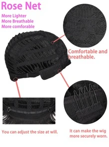 短直筒人造假髮帶劉海 - 黑色 - 查看 9