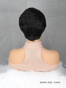 短直筒人造假髮帶劉海 - 黑色 - 查看 5